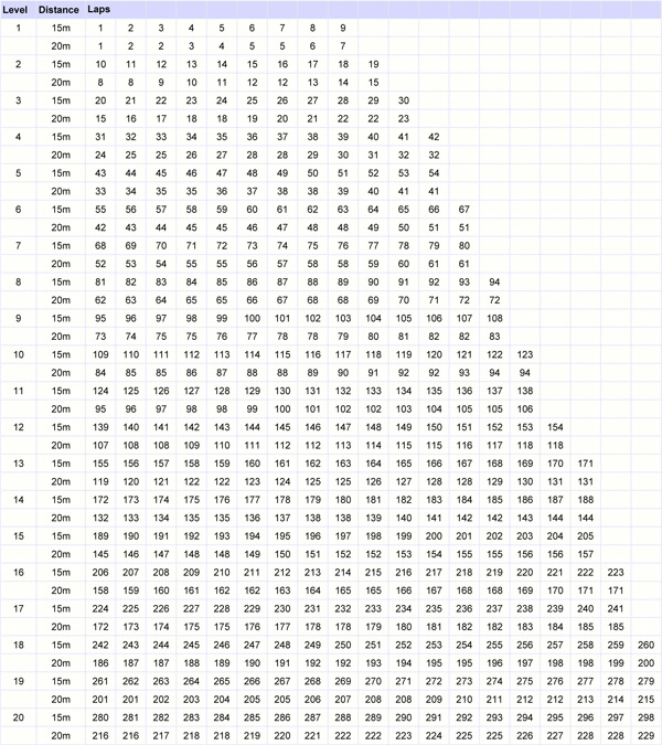 Fitnessgram Mile Run Chart