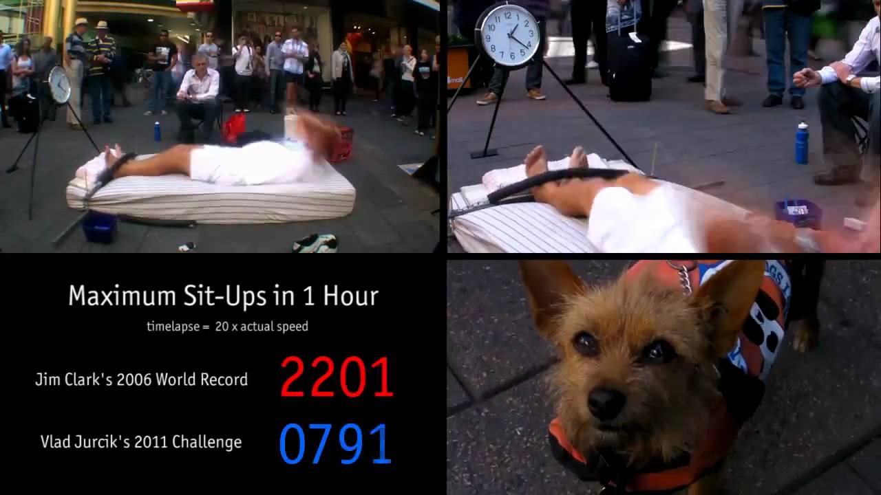 World record for most sit-ups in 1 hour set by Vlad Jurcik at 60 years old