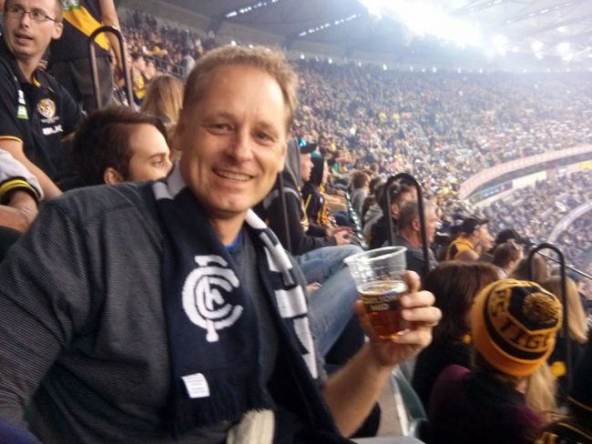 Rob at the MCG, a passionate football supporter