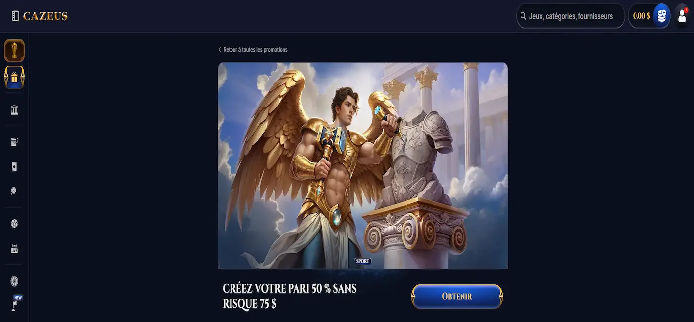 Bonus « Créer votre pari sportif » sur Cazeus sport