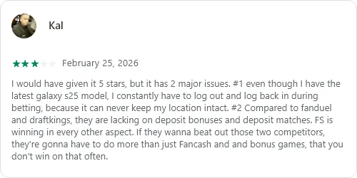 Fanatics Google Play review