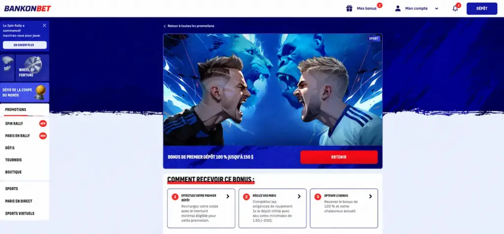 Code promo Bankonbet